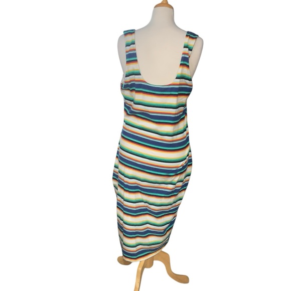 Vintage sleeveless multi color striped body con dress from Express size xl - Picture 4 of 6